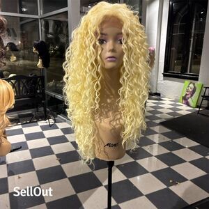 Tess wigs Long Blonde Curly Lace Front Wig Party Glamorous Unisex